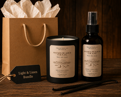 Light & Linen Bundle | Luxury Soy Candle & Room Spray Gift Set