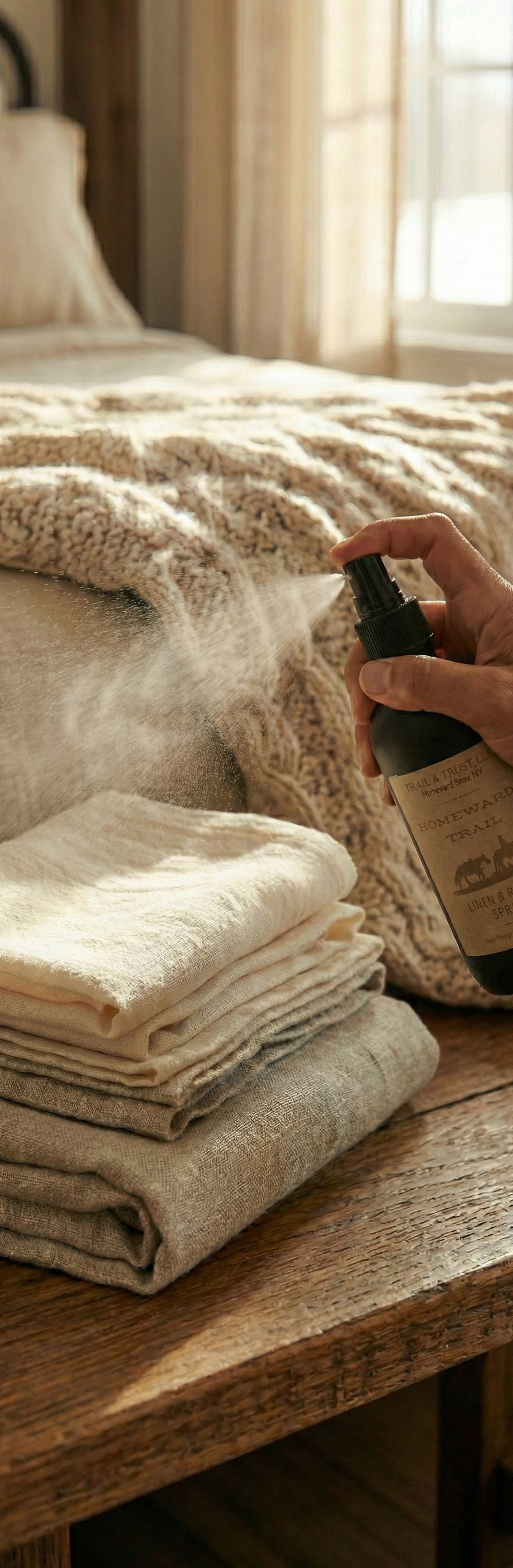 linens.jpg
Homeward Trail room spray being used on fresh linens to refresh home naturally