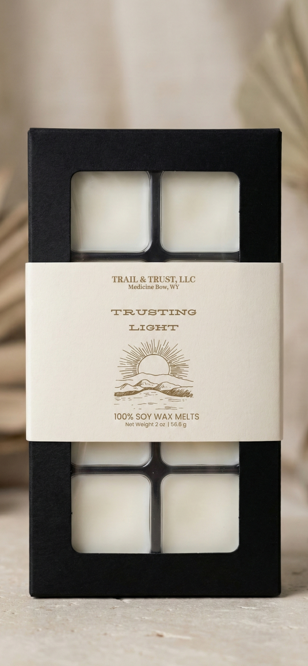 Trusting Light non-toxic wax melts front view, natural home fragrance