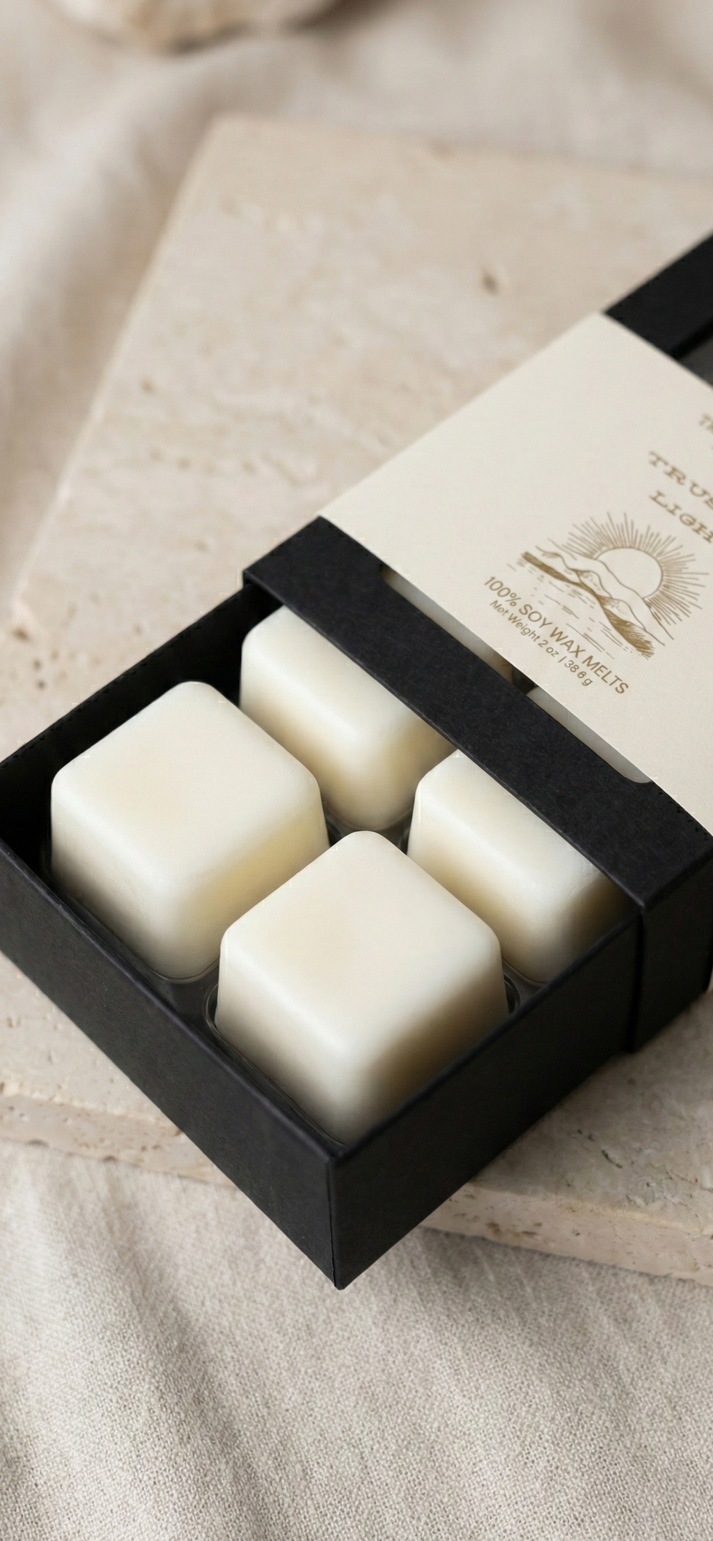 Closeup of Trusting Light wax melts showing texture and detail