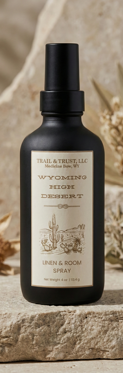 Front view of Wyoming High Desert non-toxic room spray from The Ember Line, natural home fragrance for calming spaces