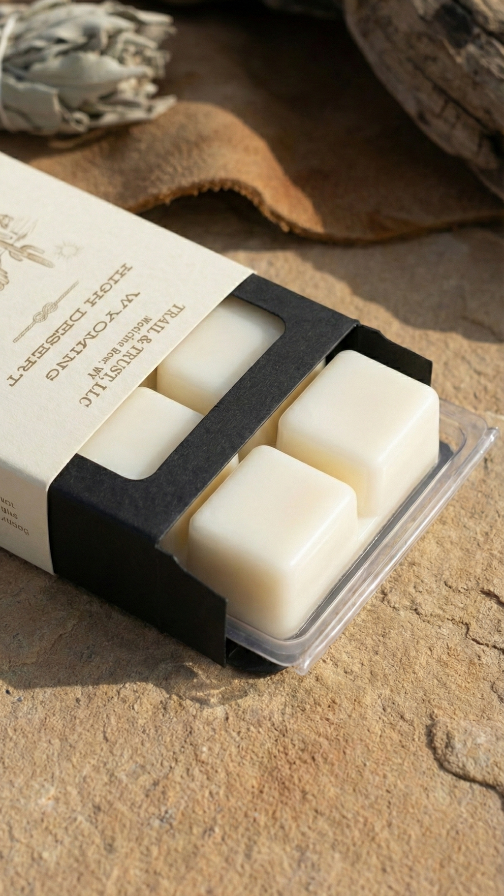 Closeup of Wyoming High Desert wax melts showing texture and detail of natural soy wax